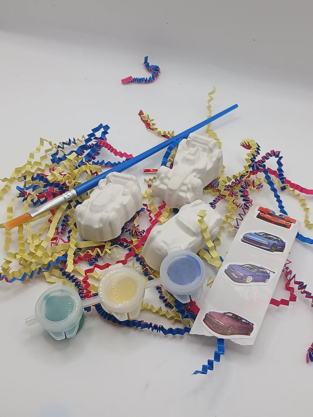 Party Craft Paint-Your-Own White Car Ornaments - Home Party Supplies